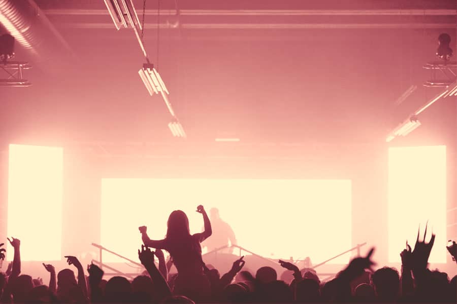 Crowd enjoying an electronic music event